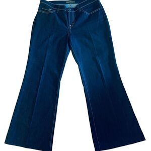 NEW David Kahn Dark Wash Mid Rise Flared Leg Stretch Trouser Denim Jeans — SZ 30